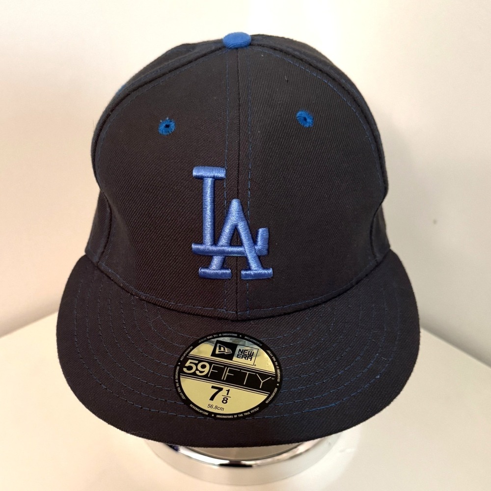 New Era 59FIFTY Los Angeles Dodgers Blue Baseball Cap, Size 7  1/8, Authentic